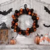 Northlight Orange Spiders And Ornaments Halloween Wreath, 18-Inch, Unlit
