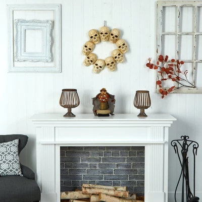 Nearly Natural 20” Halloween Skull Wreath With Lighted Eyes 3 Nearly Natural 20” Halloween Skull Wreath With Lighted Eyes - Image 3