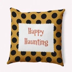 16"x16" Halloween 'Happy Haunting' Dots Square Throw Pillow - E By Design -Halloween Home Decoration GUEST fff789d5 32af 4ced 9a41 55f5040a0b05